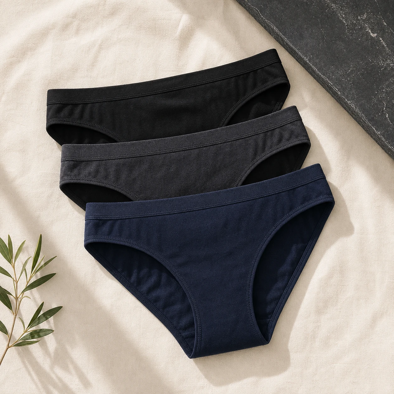 Dark bamboo cotton bikini bottom product visual